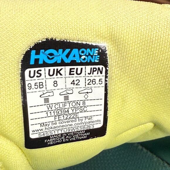 Hoka One One Shoes Womens Size 9.5 Clifton 8 Yellow Running Sneaker 1119394 YPSC - Picture 9 of 9